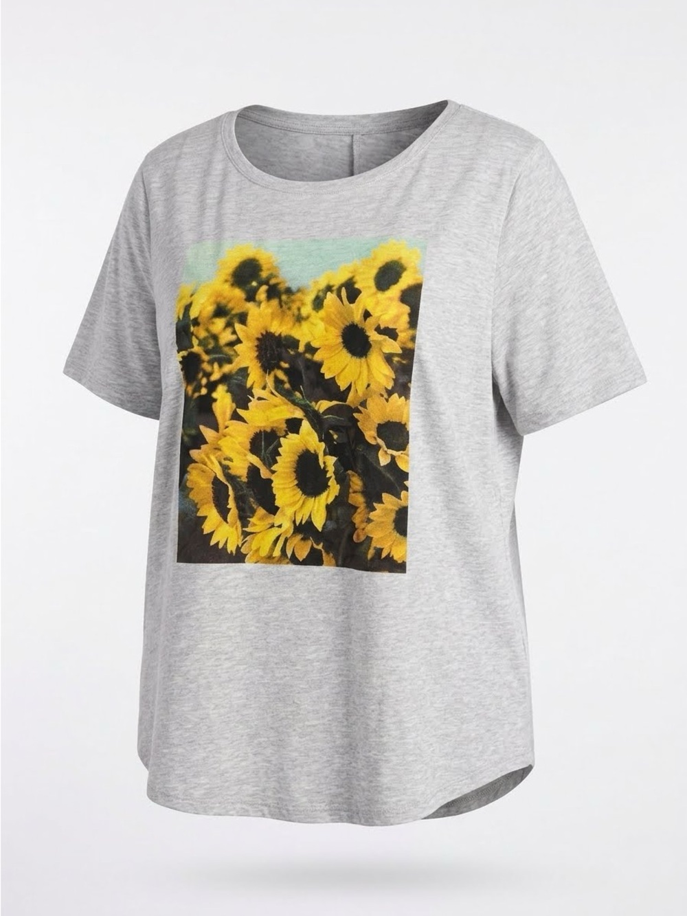 Evri Sunflower Gray Cotton Polyester Blend Plus Women Tee Size 1X
